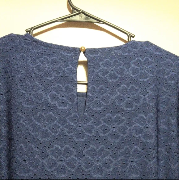 Michael Kors Navy Blue Rope Tie Waist Eyelet Dress - Picture 5 of 14